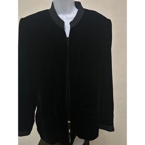 Vintage CARLISLE Womens Blk Velvet Tailored Event Jacket Sz 16 Pre-owned